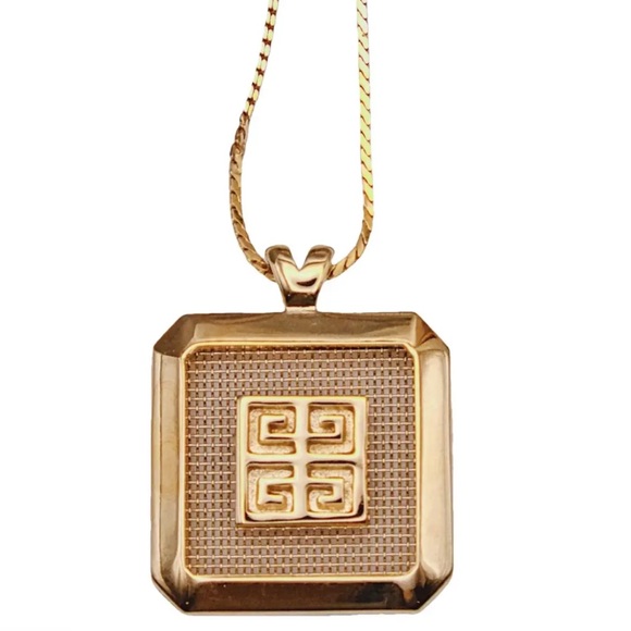 RARE 1980 Authentic Givenchy Monogram Pendant Necklace - Stamped Original Chain - Picture 2 of 3